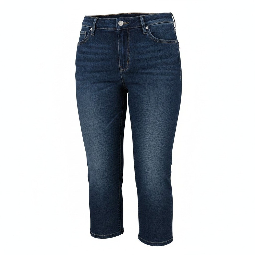 Bandolino Selene Crop Jeans Womens Dark Wash Indigo Stretch Capri Denim Size 10